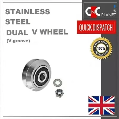 Stainless Steel Dual V Groove Solid Wheel Metal V-slot 3d Printer C-beam Cnc  • £5.25