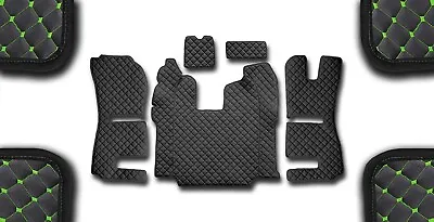Black Eco Leather Floor Mats For Rhd Scania R 2013-16 Recaro Susp. Seat Green St • $196.72