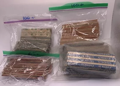 LARGE Lot (400+) Vintage Coin Roll Wrappers Flat Tubes Unused All Denominations • $17.50