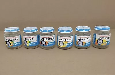 6 Vintage Gerber Baby Food Jars 4 1/2 Oz. With Labels & Lids Early 1990’s  • $24.99