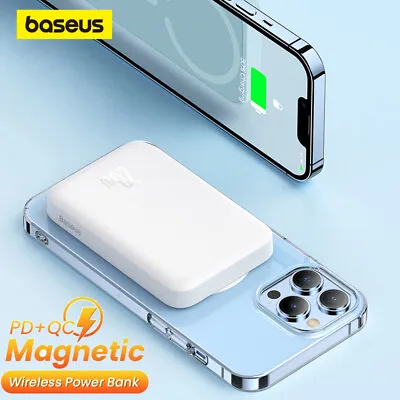 Baseus Power Bank PD 20W Wireless Fast Charging Magnetic Battery For IPhone 14 • £26.99