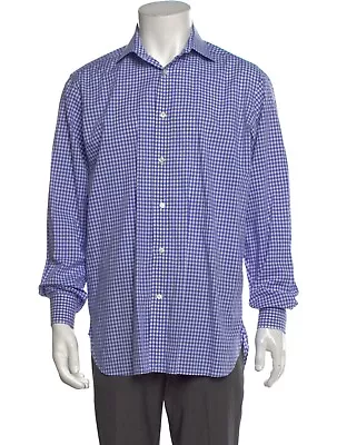 Ralph Lauren 'Purple Label' Plaid Long Sleeve Men's Med (15.5) - Made In Italy • $30