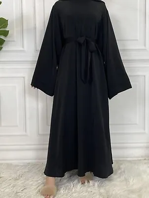 Islamic Muslim Pray Dress Coat Abaya Jilbab Kaftan Kimono Wit Belt Size XL 18-20 • £16