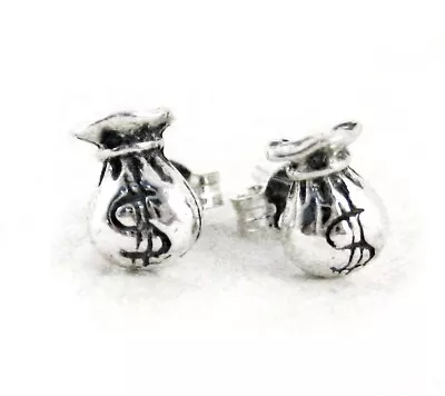 Sterling Silver Money Bag Post Earrings • $13.32