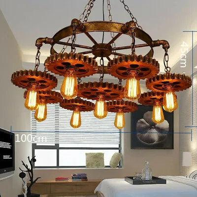 Gear Shaped Chandelier Steampunk Ceiling Light Industrial Pendant Lamp Fixture • $83