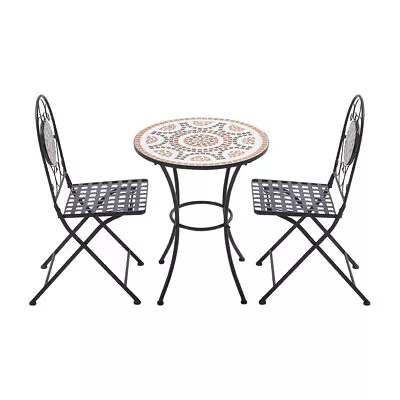 Patio Set Cafe Bistro Table And Chairs Outdoor Garden Furniture Mosaic Design • £139.95