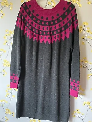 Boden Grey And Pink Fair Isle Jumper Dress Size 20 • £30