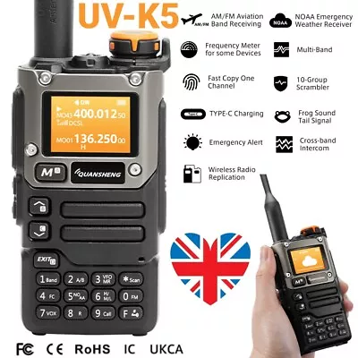 Quansheng UV-K5(8) VHF UHF Dual-Band Ham 5W Portable Two-way Radio Walkie Talkie • £27.99