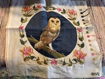 Royal School Of Needlework Partially Complete Tapestry Of Owl CANVAS ONLY • £15