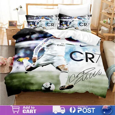 Football Soccer Stars CR7 Duvet Cover Bedding Set Pillowcase Queen Single Double • £13.72