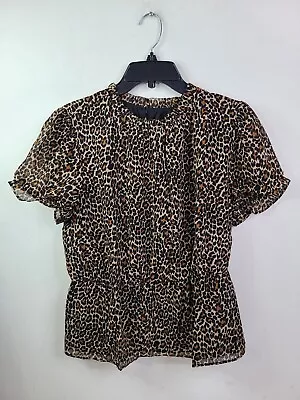 J Crew Tan Animal Print Blous Size Medium NEW • $24.99