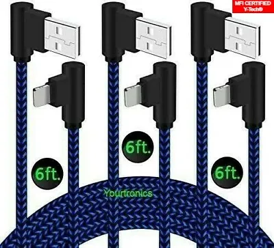 3 PACK 6ft 90 Degree Angle Fast Charging Cable Quick Charger Charge Power Cord  • $7.46