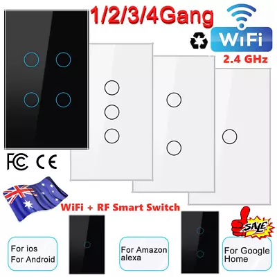 WiFi Switch Smart Home Touch RF Light Wall Panel For Alexa For Google 1/3/4 Gang • $17.99