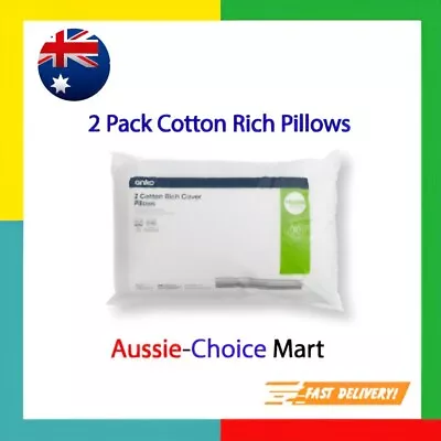 2 Pack Cotton Rich Cover Pillows - Medium Profile NEW AU • $12.99