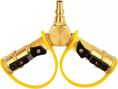 1/4  RV Propane Quick Connect Y Splitter Adapter With Shutoff Valve For RV Trail • $40.56