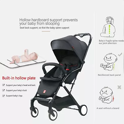 $138.88 • Buy Black Travel Folding Newborn Baby Pram Stroller Pushchair Buggy Lightweight AU