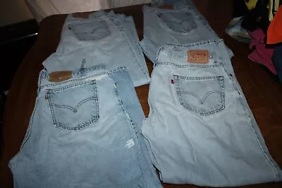 DISTRESSED Lot Of 4 PAIRS LEVI'S 550 RELAXED FIT JEANS SIZE 36x32 BLUE WORK • $10.50