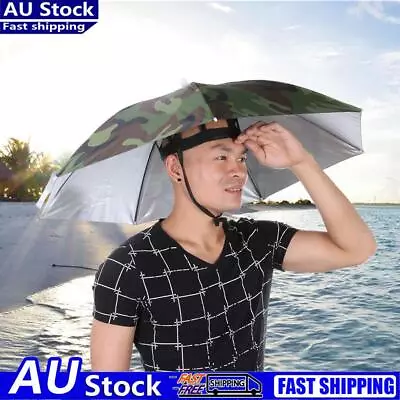 Umbrella Hat Foldable Outdoor Sun Shade Waterproof Camping Headwear Cap • $9.29