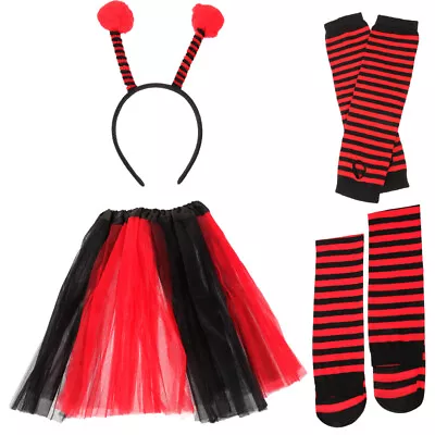 1 Set Ladybug Costume Accessories Headband Tutu Skirt Stockings Arm Sleeves • £12.95