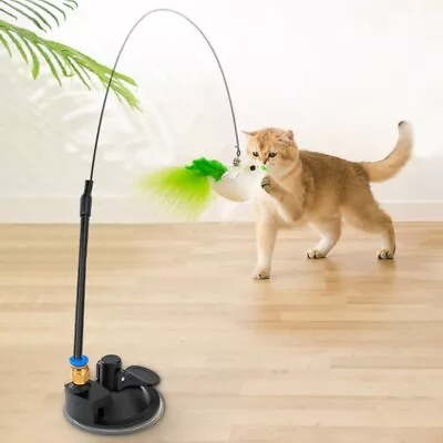 Cat Play Toy Simulation Bird Teaser Wand Interactive Stick With Base Suction Cup • $14.99