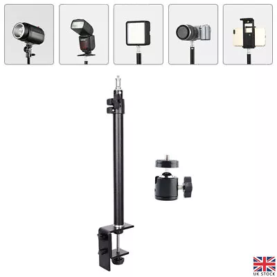 Universal Desk Clamp Mount Stand 1/4  Screw Tips For DSLR Camera Ring Light UK • £13.59