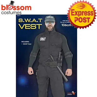 CA1900 SWAT Vest Costume Mens Police Special Ops Military Fancy Dress Halloween • $25.53