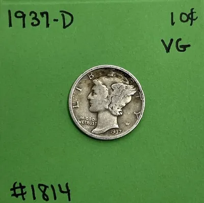 1937-D Mercury Dime VG Very Good 90% Silver • $5.60