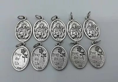 Lot Of 10 NEW UNUSED 1  St. Francis Pray For Us Catholic Religious Medals-Italy • $14.99