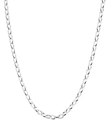 Sterling Silver Oval Belcher Chain Necklace 3mm 16  18  20  22  24  26  30  • £15.95