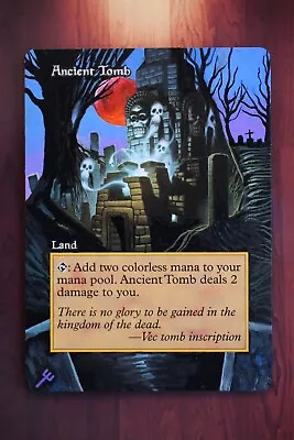 Ancient Tomb *MTG Magic Altered Hand Painted Art* World Champ Borderless Erich • $51