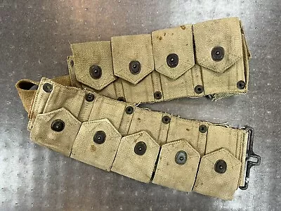 Vintage WWII US M1 Garand Rifle 10 Pocket Ammo Belt Green Canvas • $139.99