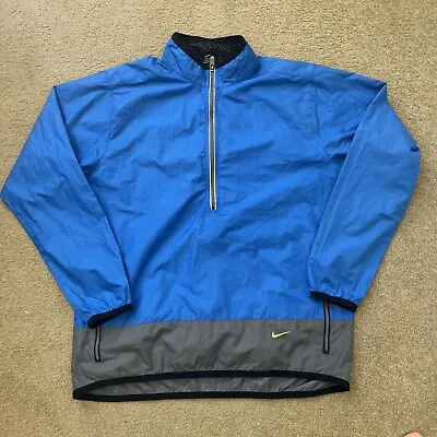 Vintage Nike Running 1/4 Zip Jacket Sz 12-14 Blue Silver Windrunner Y2K Retro • $75