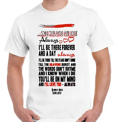 BON JOVI LYRIC T-Shirt Inspired Mens Women Kids Song Music T Shirts Tee Shirt • £8.03