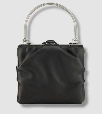 $146.97 • Buy $295 Staud Women's Black Leather Flea Handbag Top Handle Mini Clutch Purse Bag
