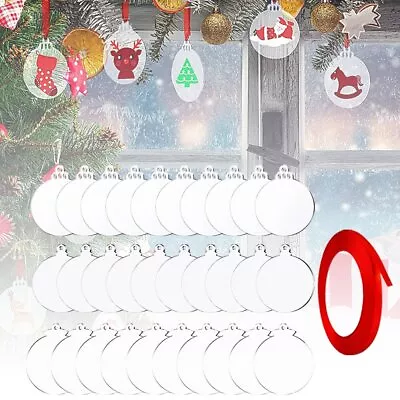 30X Clear Christmas Baubles Acrylic Round Baubles DIY Craft Xams Tree DecoratiSK • $22.60