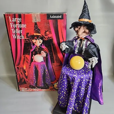 Vintage Gemmy Halloween Large Fortune Teller Witch Automated Lighted Fun 27   • $79.99