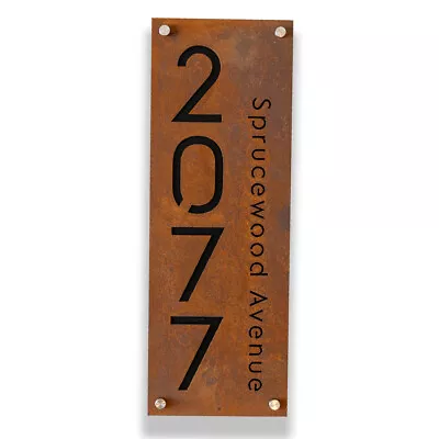 House Number Rustic Sign Address Plaque Rusted Steel • $99