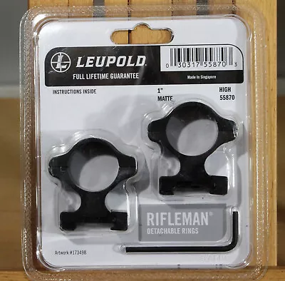 New Leupold RIFLEMAN Detachable 1  High Scope Rings MATTE 55870 • $22.50