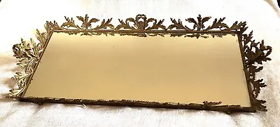 Gold Gilt Ormolu Vintage Hollywood Regency Ornate Footed Mirror VANITY TRAY • $150