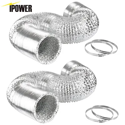 2-Pack IPower 6 Inch 16 Feet Flex Air Aluminum Ducting Hose For HVAC Ventilation • $29.99