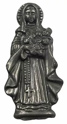 Vintage Catholic St Therese  Silver Tone  Pocket Statue Medal • $9.99