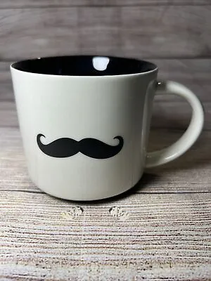 Pier 1 Imports Mustache Coffee Mug/Cup White/Black Curled Handlebar • $9.99