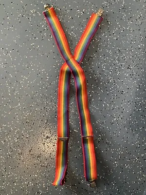 $28 • Buy Heavy Duty Fireman Suspenders Rainbow