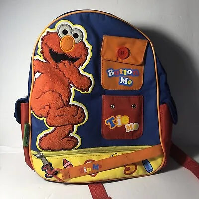 Sesame Street Elmo Toddler School Trip Toy Backpack Zipper Snap Button 12  • $7.99