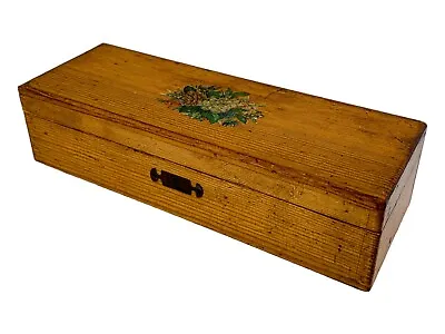 Antique Oak Victorian Glove / Jewellery / Sewing Storage Box Floral Lid Design • £45