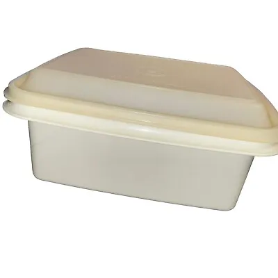 Tupperware Freeze N Save Ice Cream Keeper Container Almond Sheer Lid 1254 1255 • £8.03