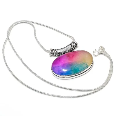 $5.99 • Buy Rainbow Solar Quartz Gemstone 925 Sterling Silver Jewelry Pendant 1.58  V949