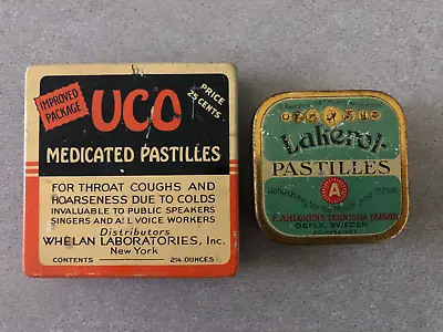 Lakerol & UCO Medicated Pastilles Vintage Lot Of 2 Tin Advertising Hinged Boxes • $9.99