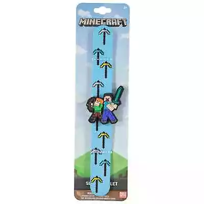 Minecraft Silicone Blue Slap Bracelet With Charm Party Favors 8  Long 🆕🆓Ship! • $11.90