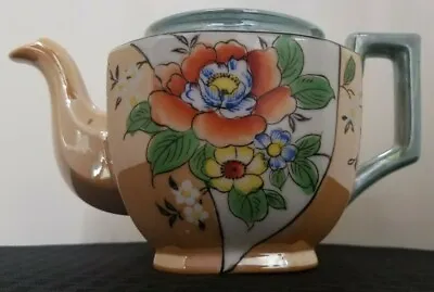 Vintage Lusterware Teapot Hand Painted Made In Japan Green Orange Yellow Blue • $13